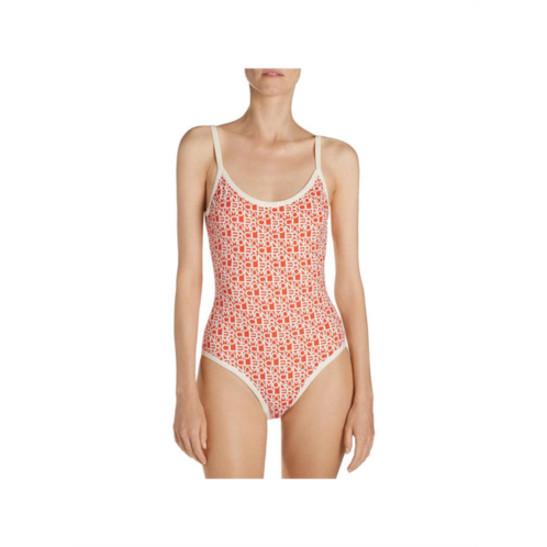 Moncler womens logo open back one-piece swimsuit