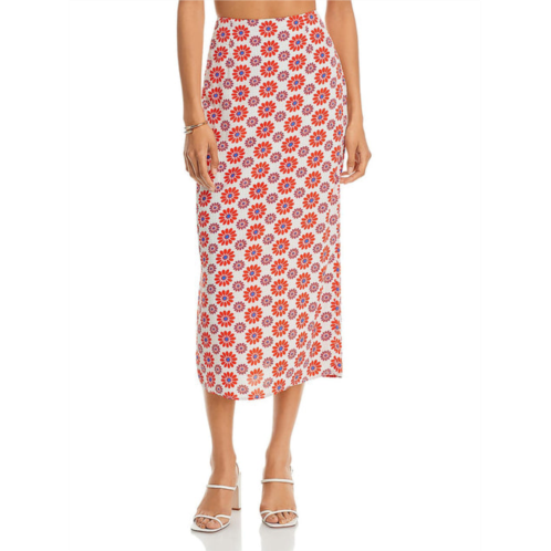 Rhode womens floral print split hem midi skirt