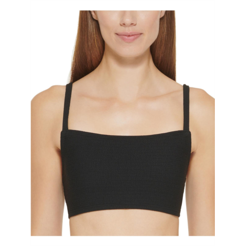 DKNY womens ribbed solid bikini swim top