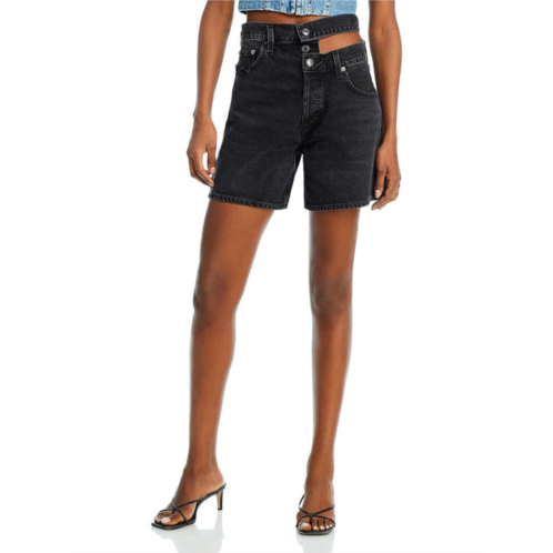 Agolde womens high rise knee length denim shorts