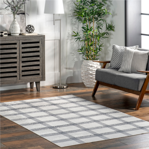 NuLOOM lenci spinclean modern plaid machine washable area rug