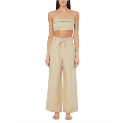 Onia air linen-blend paperbag trouser