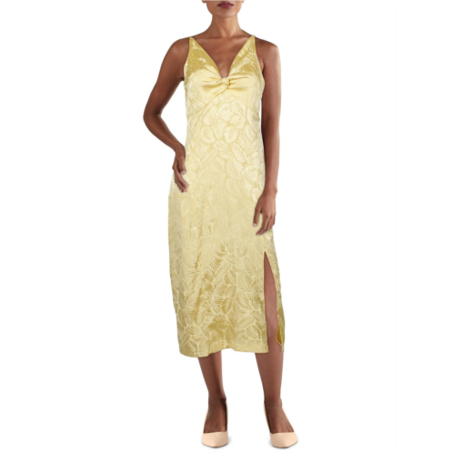 Willow glenda womens jacquard v-neck midi dress