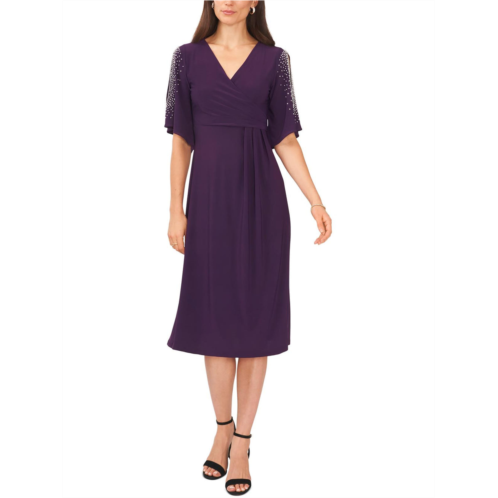 MSK petites womens fauxwrap calf midi dress