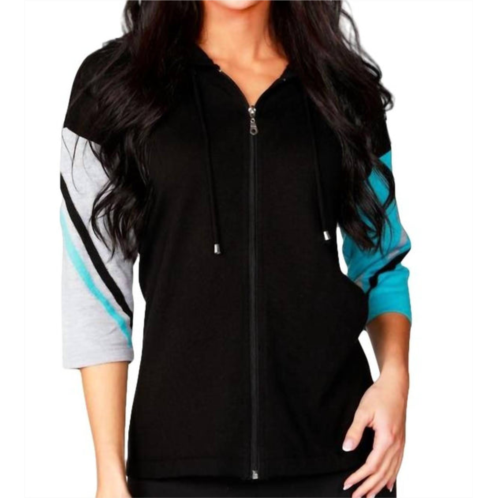 ANGEL stripe sleeve hoodie in black