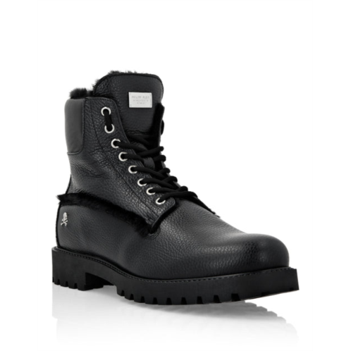 PHILIPP PLEIN leather boots with shearling inside the hunter