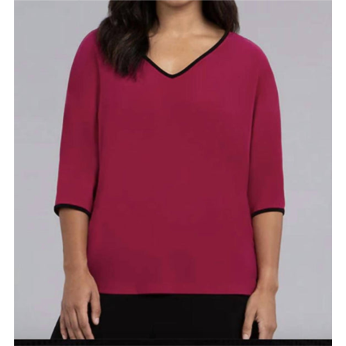 Sympli tipped reversible cinch top, elbow length in magenta/black