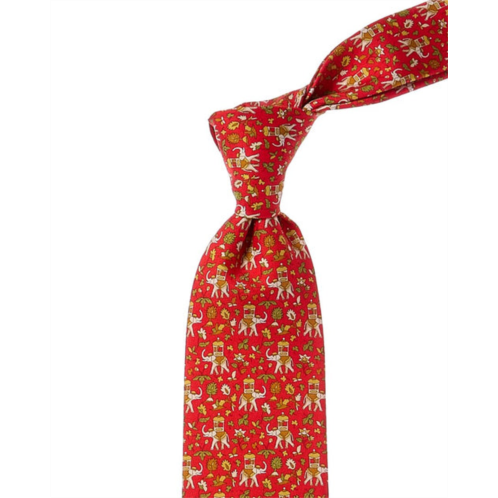 Salvatore Ferragamo ferragamo red elephants silk tie