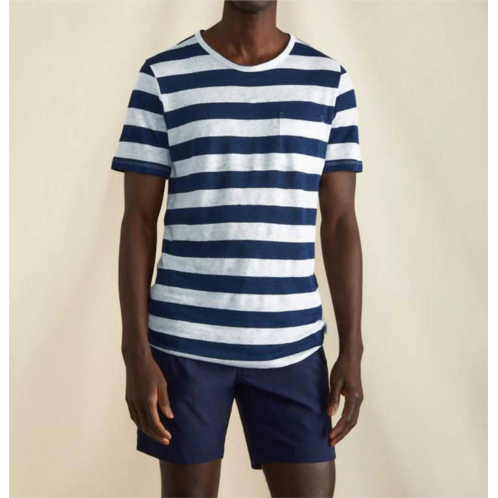 Onia mens marco stripe short sleeve pocket tee in navy/white