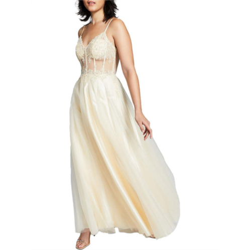 Blondie Nites juniors womens corset maxi evening dress