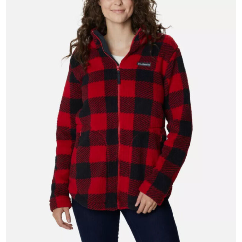 Columbia west bend xl0967-613 jacket womens red fleece check full zip clo964