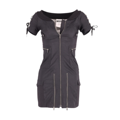 Moschino zip up mini dress in black viscose