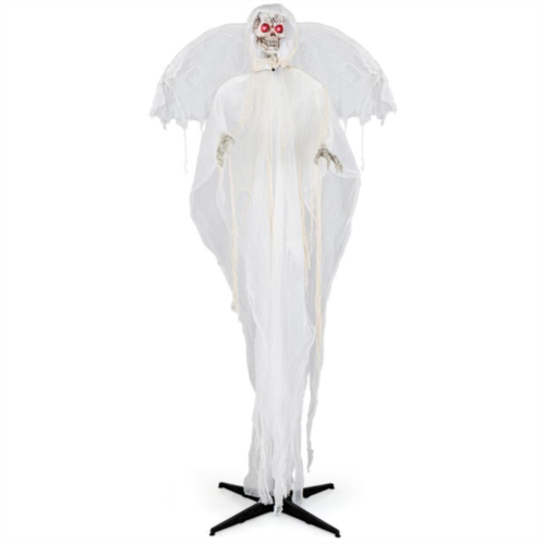 Hivvago 8.3 ft halloween standing haunted angel with lighted eyes and automatic wing movement