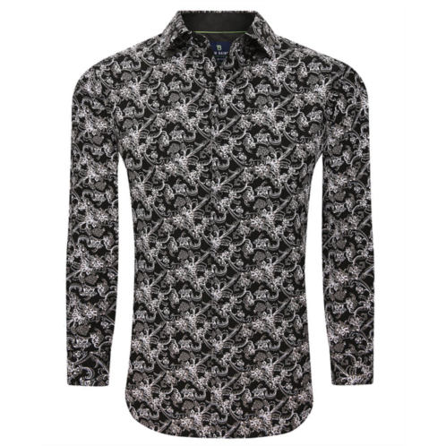 Tom Baine slim fit performance long sleeve geometric button down