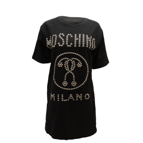 Moschino studded shirt dress in black viscose