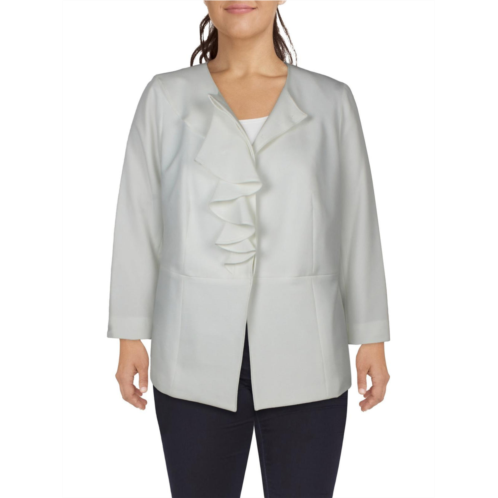 Le Suit plus womens cascade ruffle separate collarless blazer