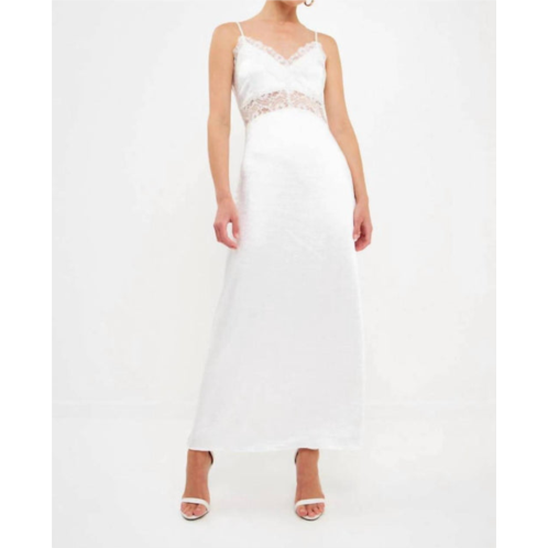 2.7 AUGUST APPAREL lace maxi slip dress in white