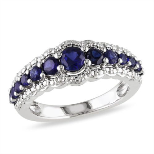 Mimi & Max 1 1/6ct tgw created blue sapphire graduated ring in sterling silver