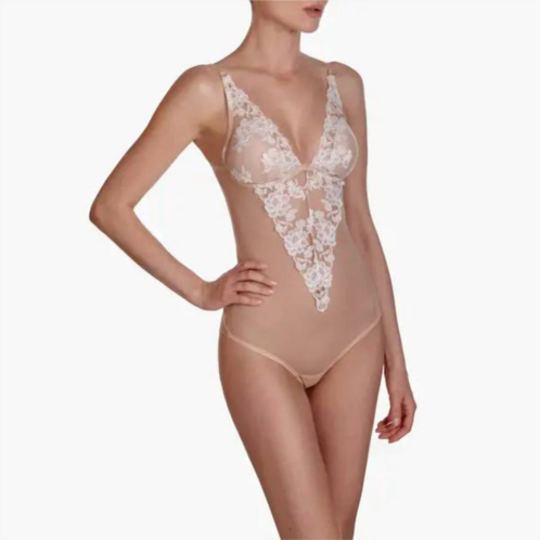 Ajour tiramisu bodysuit in beige/vanilla