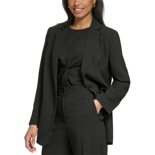 DKNY womens pinstripe polyester one-button blazer