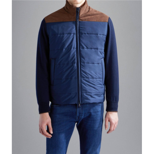 Paul & Shark mens wool full zip hybrid jacket with typhoon platinum & alcantara in navy