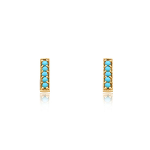 The Lovery turquoise bead bar stud earrings