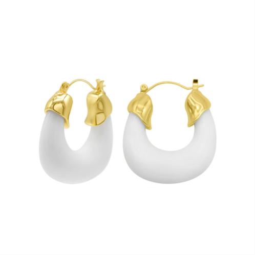 Adornia 14k gold plated white lucite boxy hoop earrings