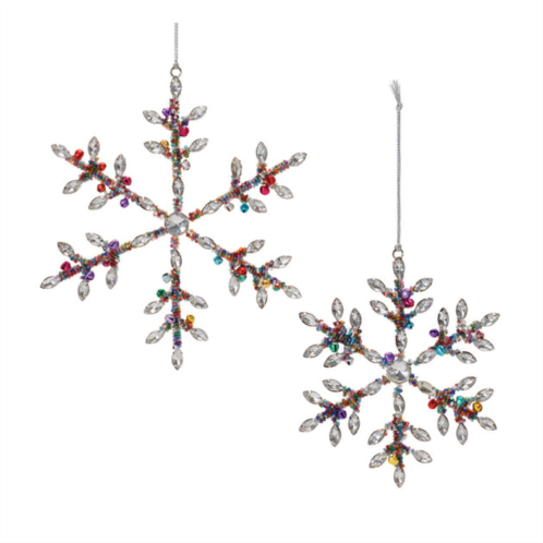 HouzBling jewel snowflake ornament (set of 12) 6h, 8h iron/glass beads