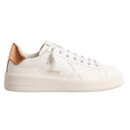 Golden Goose purestar bio-based white star and bronze metallic heel tab womens sneakers