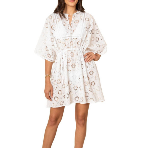 Shoshanna daisy eyelet mini caftan in white