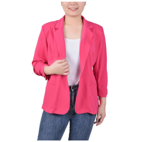 NY Collection petites womens three quarter sleeve office wear one-button blazer