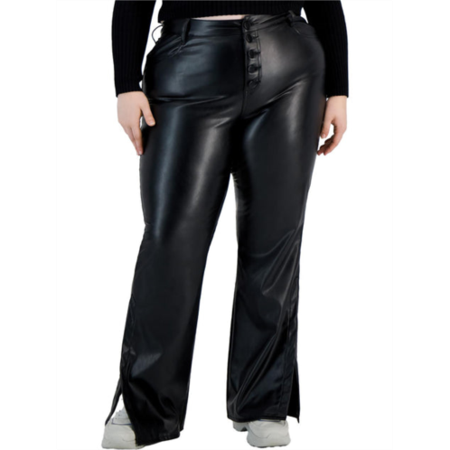 Dollhouse plus womens faux leather wide leg pants