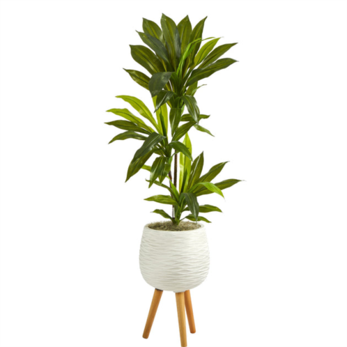 HomPlanti dracaena artificial plant in white planter with stand (real touch) 46