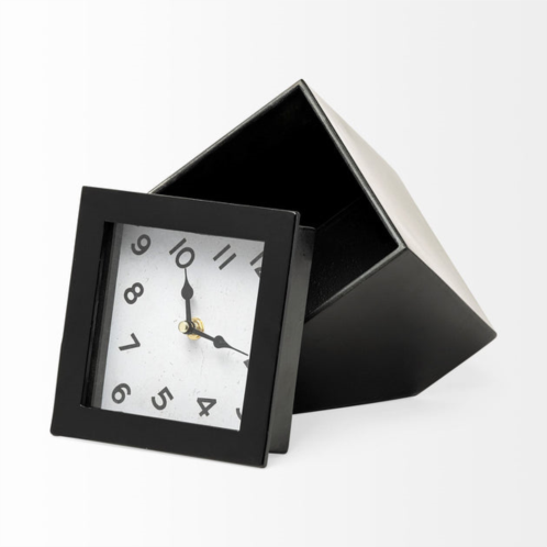 Homezia black metal cube desk table clock