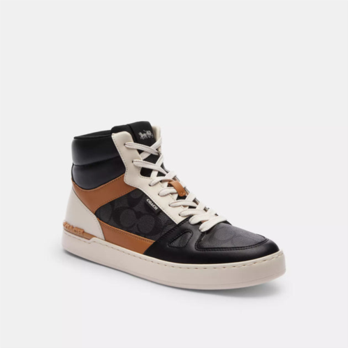 Coach Outlet clip court high top sneaker in signature canvas