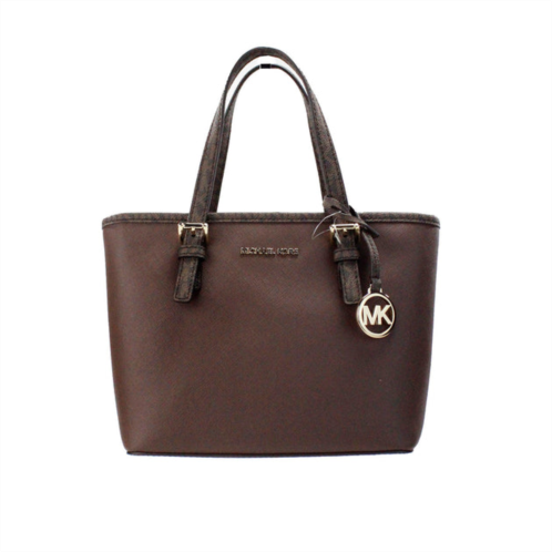 Michael Kors jet set mocha leather xs carryall top zip tote bag womens purse