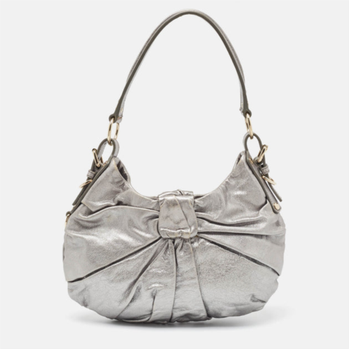 Yves Saint Laurent leather pleated bow hobo