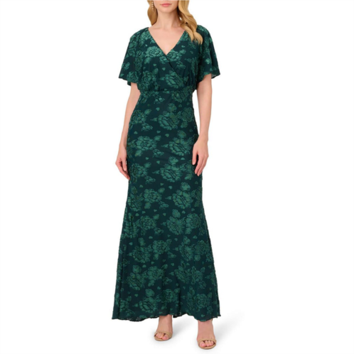 Adrianna Papell womens embroidered burnout evening dress