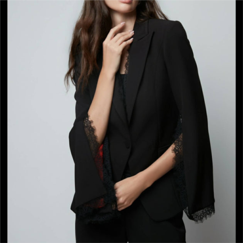 ALBERTO MAKALI blazer with lace and red lining in black