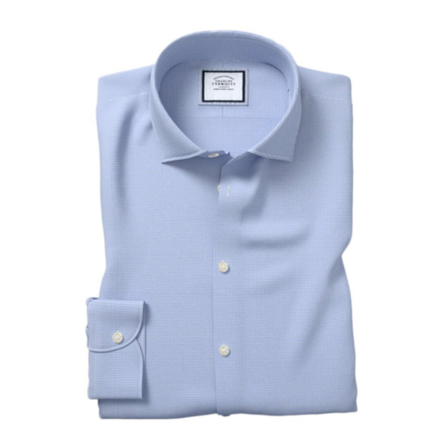 Charles Tyrwhitt sky softly smart grid check slim fit shirt