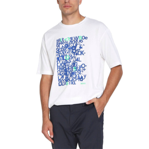 Hugo Boss men blue logo crew neck tee 5 in white