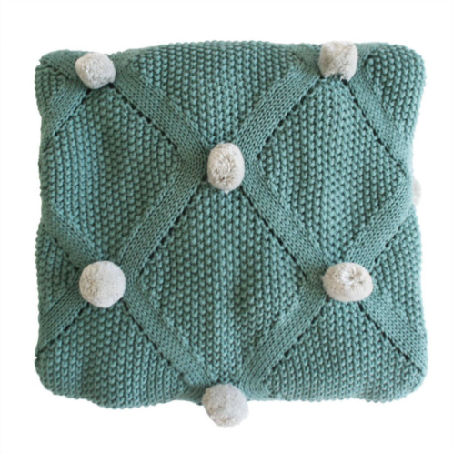 Alimrose pom pom blanket & booties in sage grey