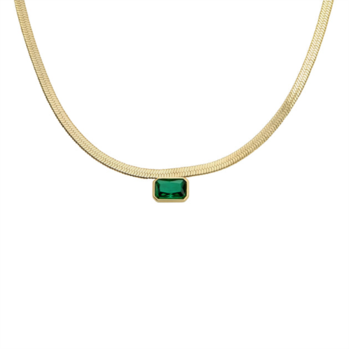 Fossil womens evergreen gems emerald green crystal chain necklace