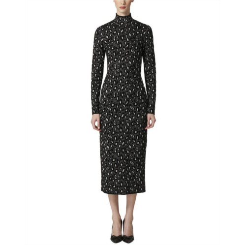 Carolina Herrera turtleneck column silk-blend midi dress