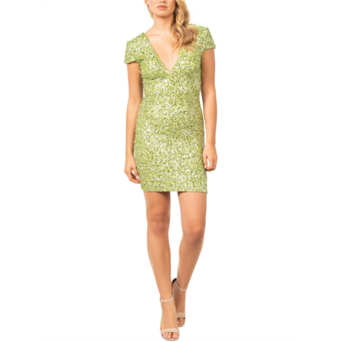 Dress The Population womens mesh sequined bodycon dress