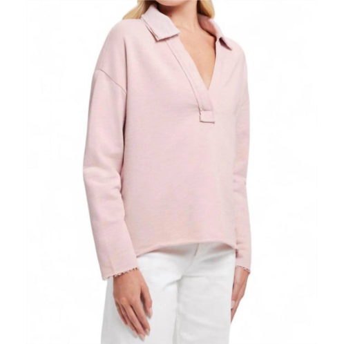 GOLDIE french terry polo sweatshirt in rose quartz