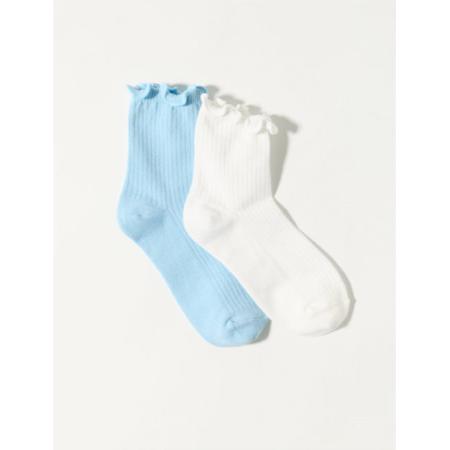 Lucky Brand solid ruffle crew sock