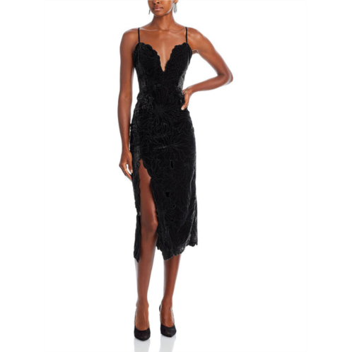 Ramy Brook haven womens velvet front slit cocktail and party dress