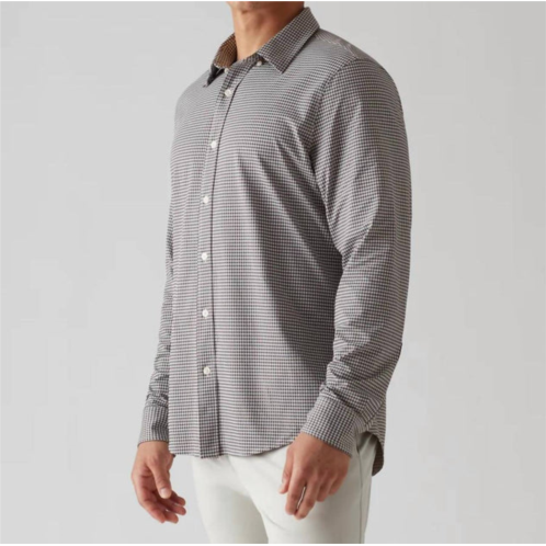 RHONE commuter shirt-slim fit in orso brown check