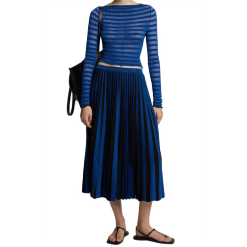 Proenza Schouler White Label sheer stripe knit skirt in cerulean